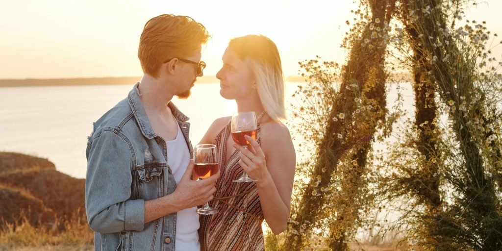 two people enjoying their first date together